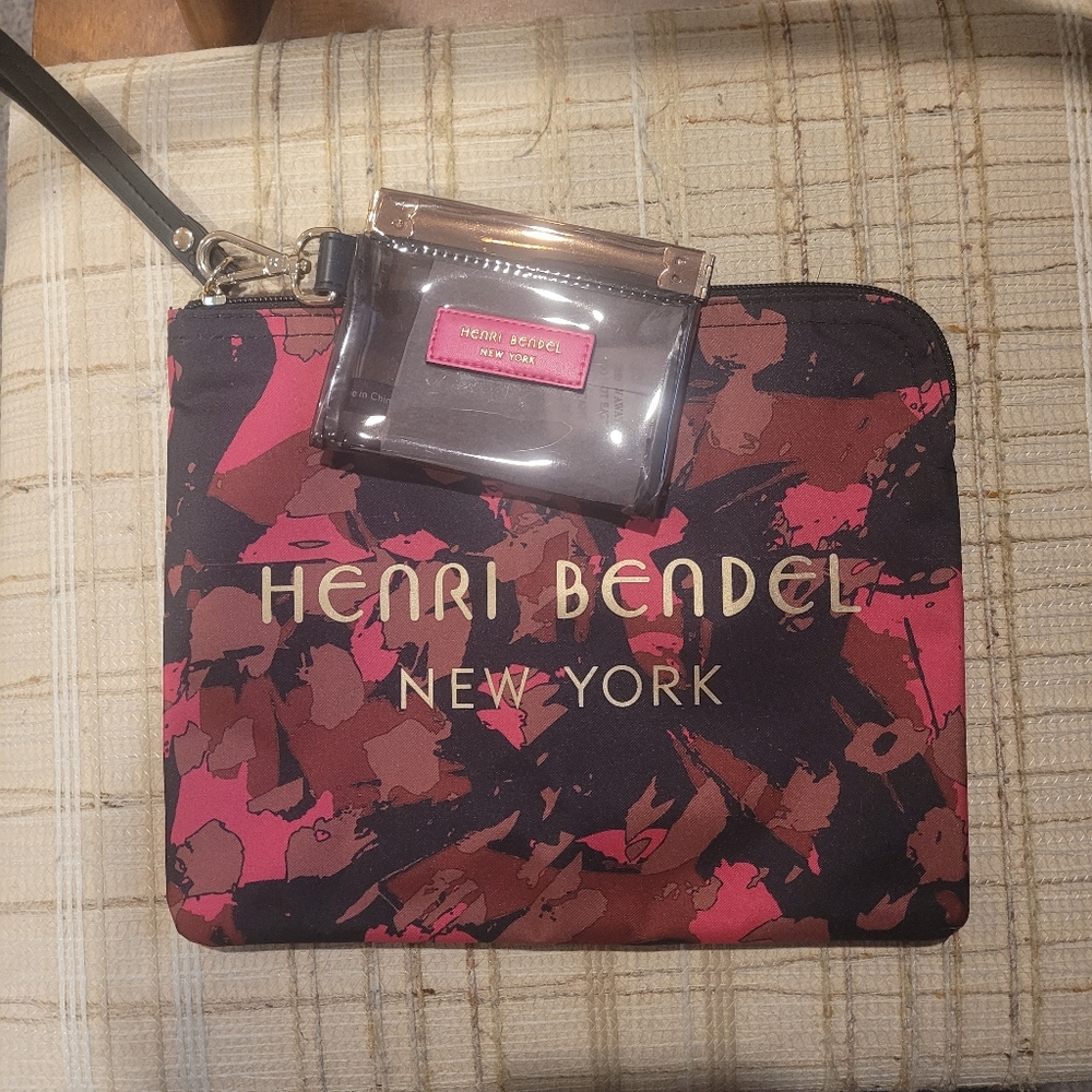 HENRI BENDEL floral zip nylon pouch wristlet